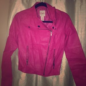 Pink faux leather jacket